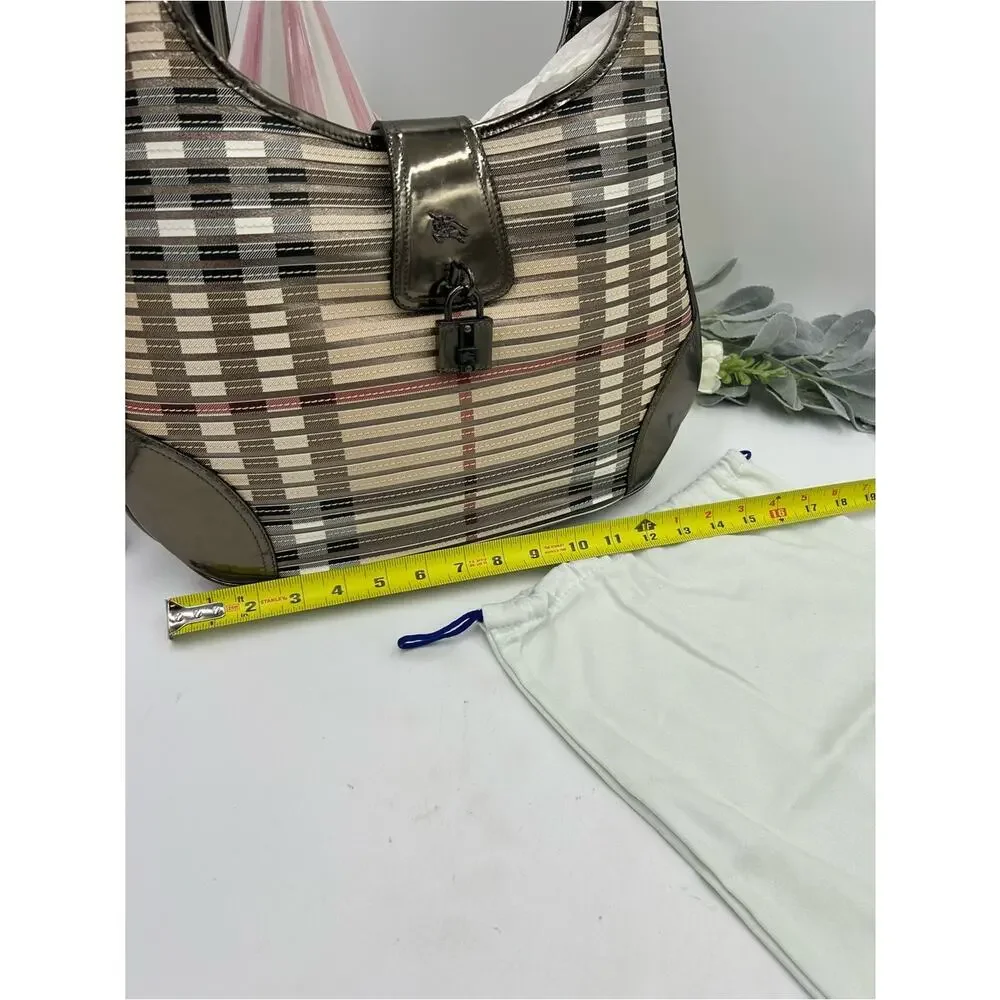 Women's Burberry Brooke hobo Bag canvas check made in Italy pristine condition